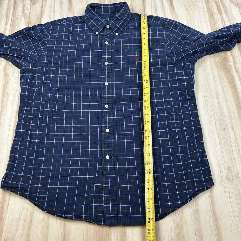 Polo Ralph Lauren Men's Large Blue Green Plaid Long Sleeve Button Shirt Classic